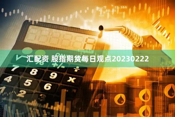 汇配资 股指期货每日观点20230222